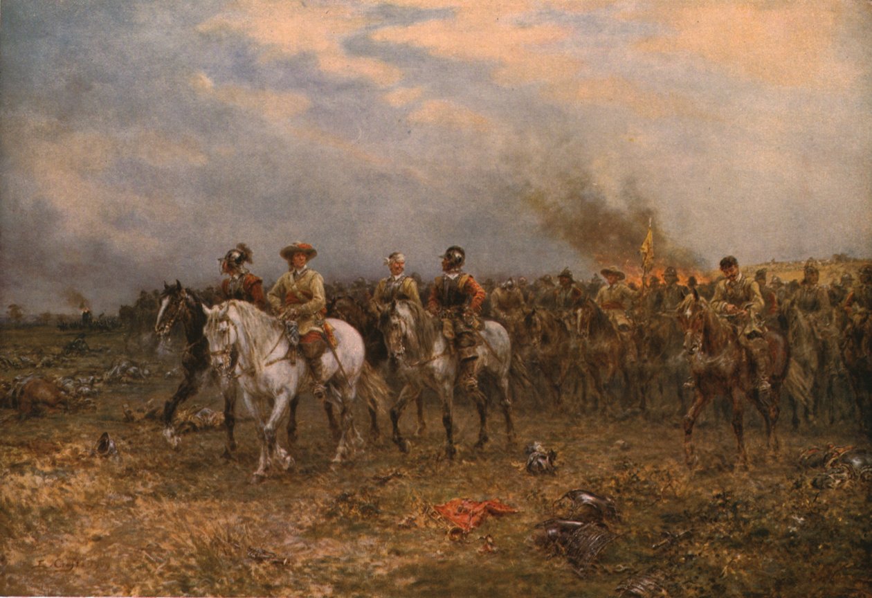 Cromwell w Marston Moor, 1909, c1930. autorstwa Ernest Crofts