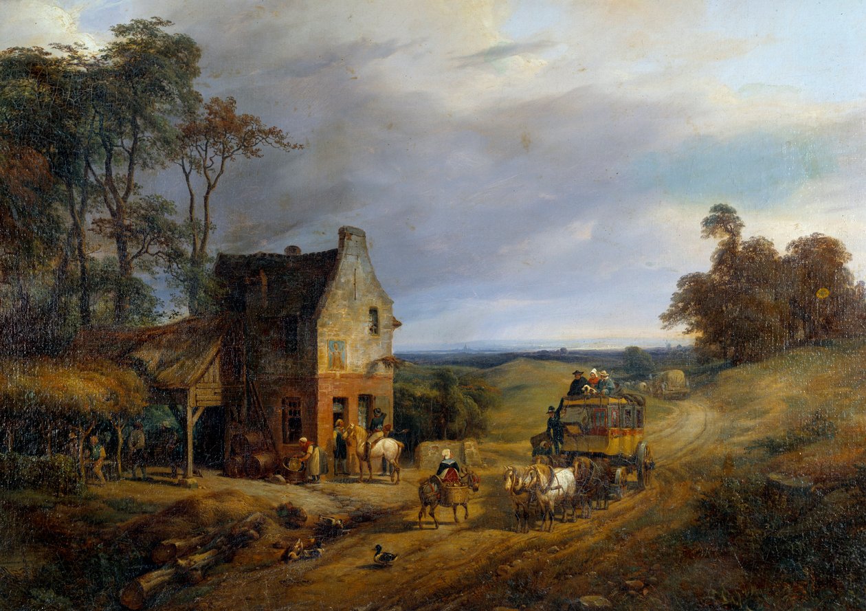 Aresztowany przed karczmą. Obraz Ernesta Delahaye (1855-1921) XIX wiek. Compiegne, Narodowe Muzeum Zamkowe. autorstwa Ernest Delahaye