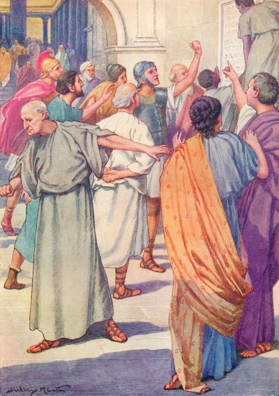 „Spisy skazanych rozwieszono na forum”, ok. 1912 r. 1912 r autorstwa Ernest Dudley Heath