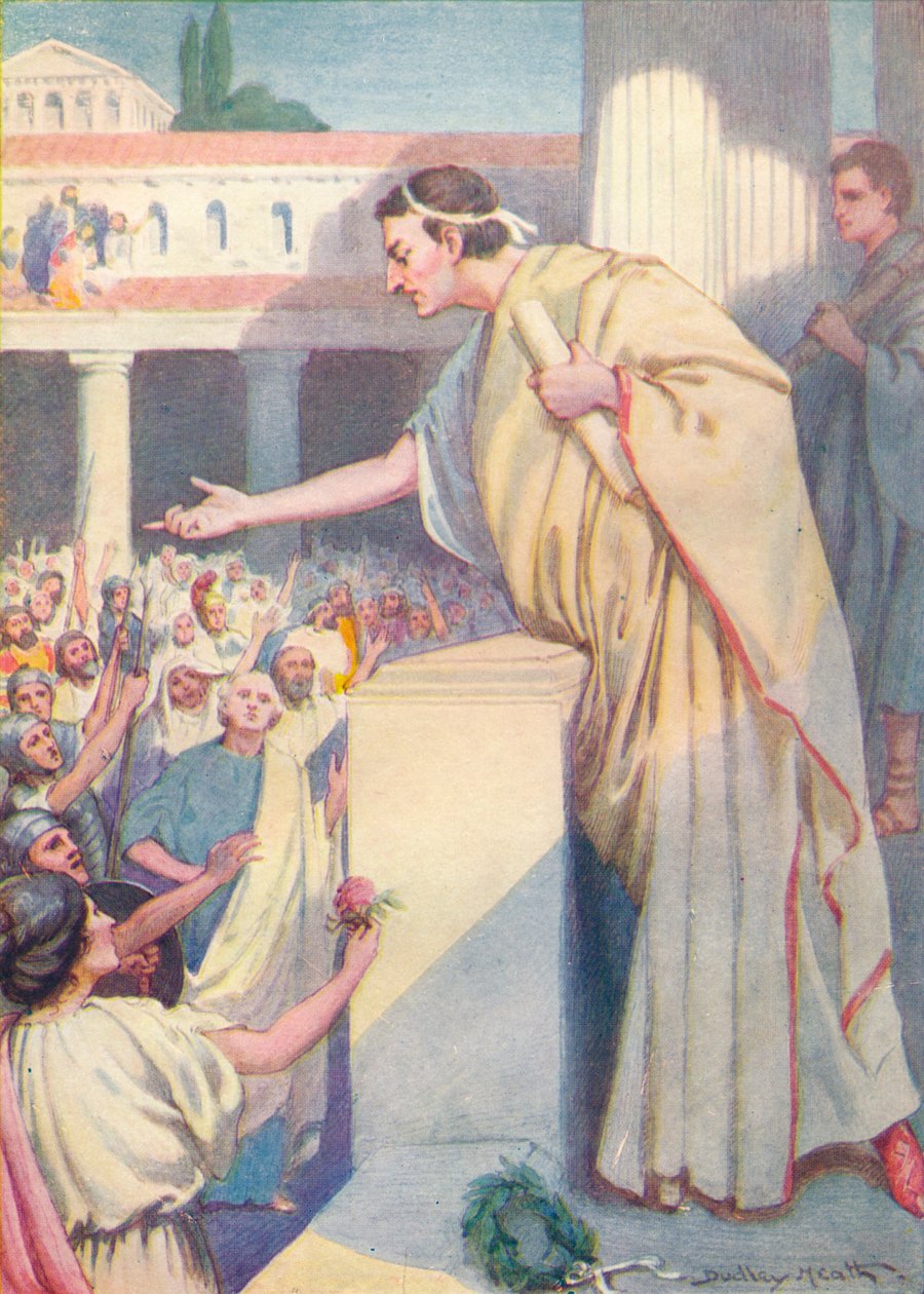 Następnego ranka Cyceron wygłosił kolejne przemówienie przeciwko Katylinie, ok. 1912 r. 1912 r. autorstwa Ernest Dudley Heath