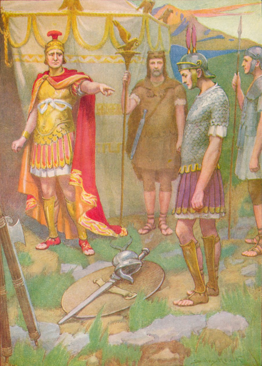 „Chłopiec złożył broń, którą zabrał wrogowi u stóp ojca”, c1912 1912” autorstwa Ernest Dudley Heath