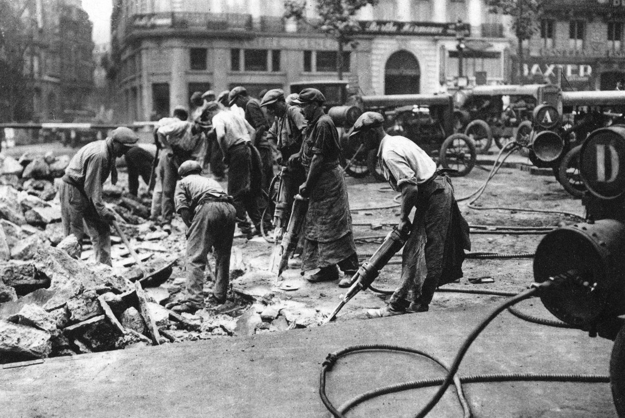 Renowacja dróg na Grands Boulevards, Paryż, 1931. autorstwa Ernest Flammarion
