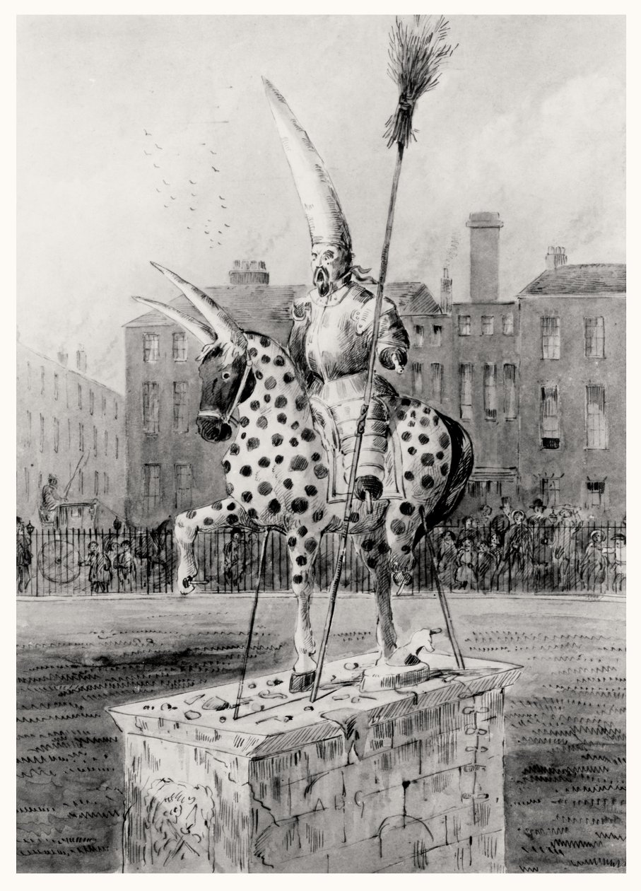 Statua na Leicester Square, w środę rano 17 października 1866 (pióro i atrament i toaleta na papierze) autorstwa Ernest Henry Griset