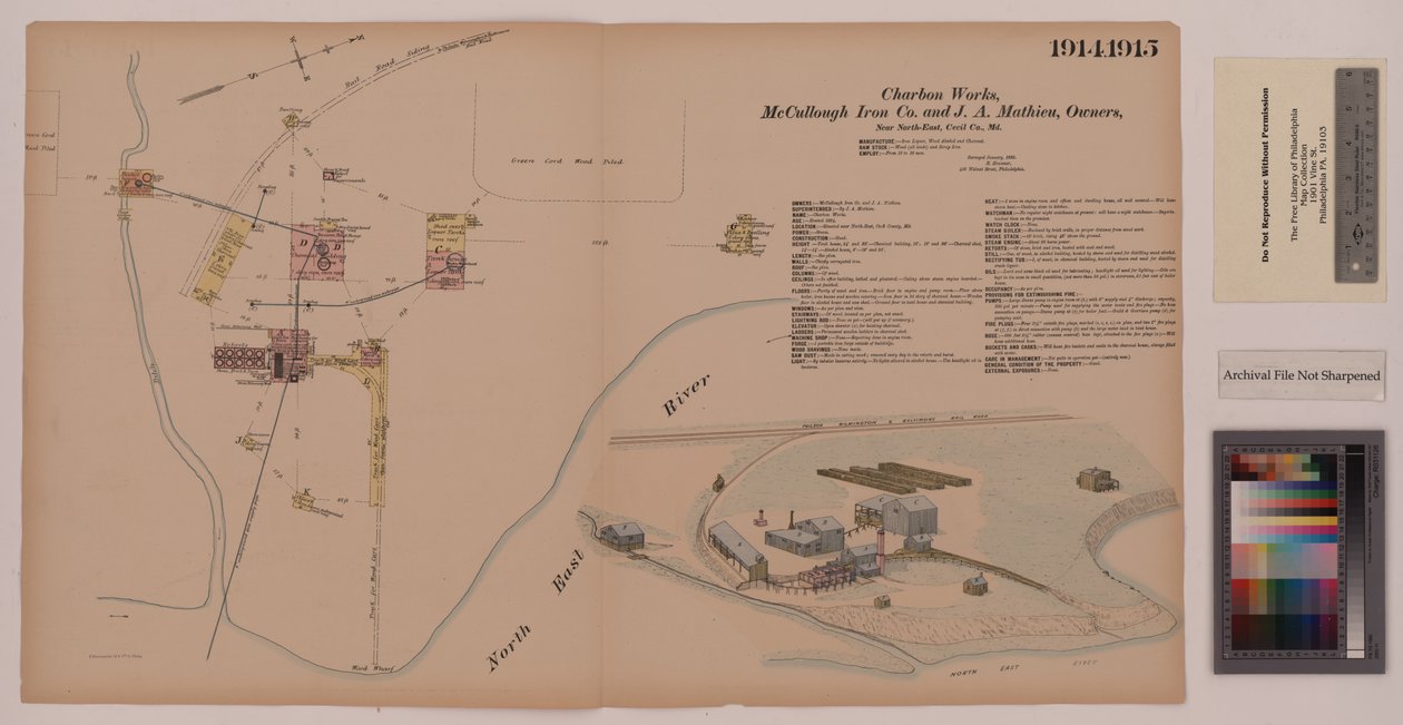Charbon Works, Maryland, Hexamer General Surveys, 1885 autorstwa Ernest Hexamer