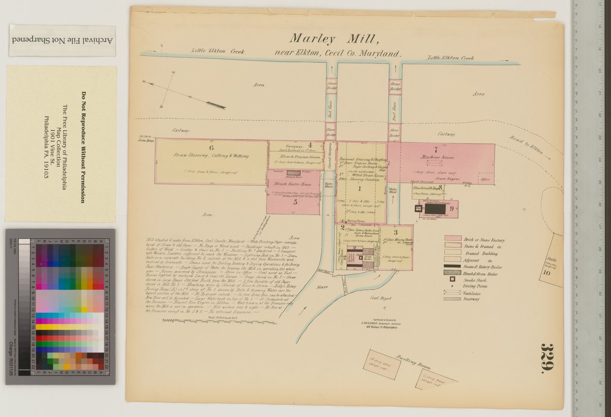 Marley Mill, Little Elkton Creek, Maryland, Hexamer General Surveys, 1867 r autorstwa Ernest Hexamer
