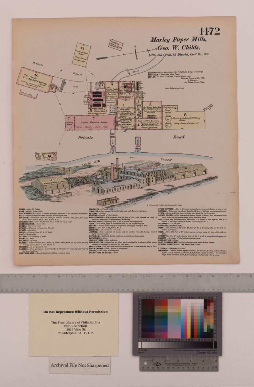 Marley Paper Mills, Maryland, Hexamer General Surveys, 1880 autorstwa Ernest Hexamer