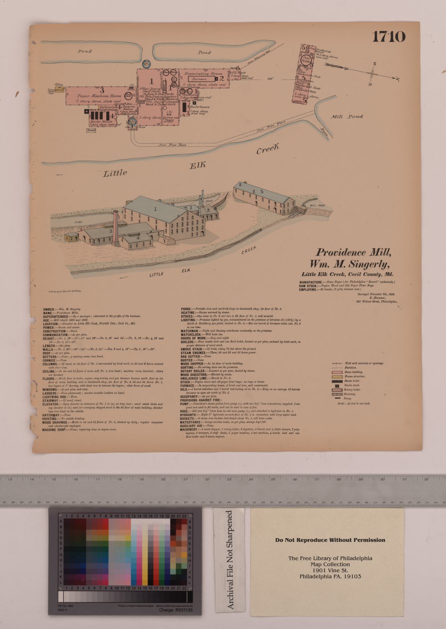 Providence Mill, Fairhill, Maryland, Hexamer General Surveys, 1882 r autorstwa Ernest Hexamer