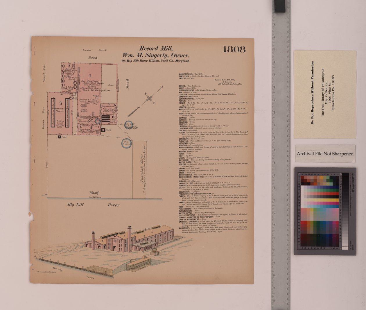 Record Mill, Elkton, Maryland, Hexamer General Surveys, 1884 autorstwa Ernest Hexamer
