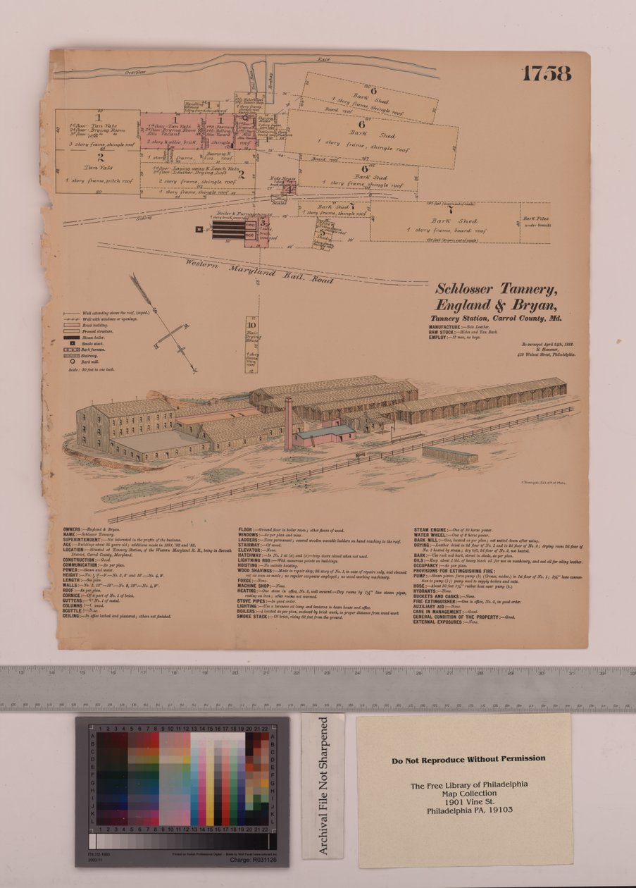Schlosser Garbarnie, Anglia i Bryan Garbarnia Station, Maryland, Hexamer General Surveys, 1883 autorstwa Ernest Hexamer