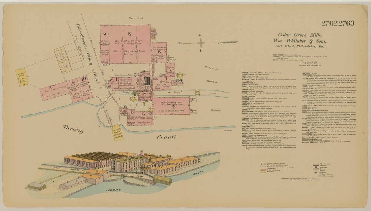 Tabor St. i Olney Road, Hexamer General Surveys, 1894 autorstwa Ernest Hexamer