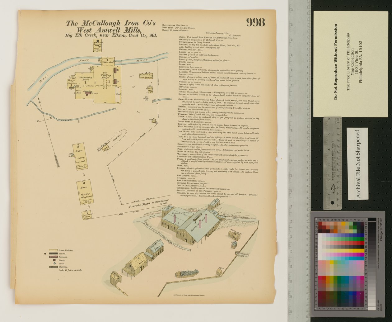 West Amwell Mill, Big Elk Creek, Maryland, Hexamer General Surveys, 1876 r autorstwa Ernest Hexamer