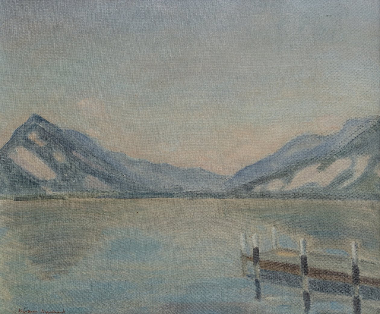 Jezioro Thun (olej na płótnie) autorstwa Ernest Hiram Brülhart
