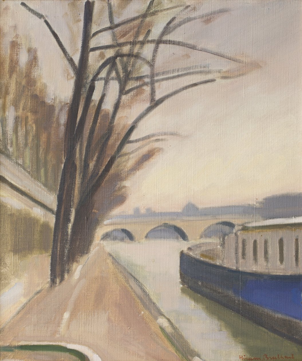 Paryż, brzegi Sekwany, ok. 1920-30 (olej na płótnie) autorstwa Ernest Hiram Brülhart