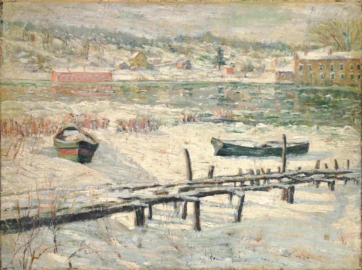 Rzeka Harlem zimą, ok. 1907 (olej na płótnie) autorstwa Ernest Lawson