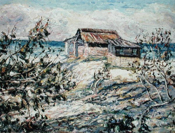 Ocean Shack, Key West, Floryda (olej na płótnie) autorstwa Ernest Lawson