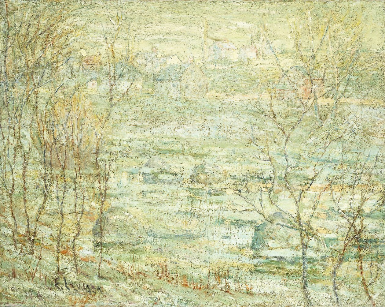 Wiosenny krajobraz, rzeka Harlem autorstwa Ernest Lawson