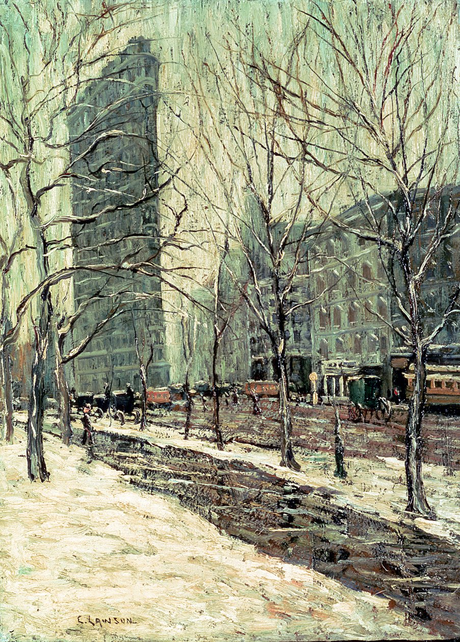 The Flatiron Building, Nowy Jork, c.1903-05 (olej na pokładzie) autorstwa Ernest Lawson