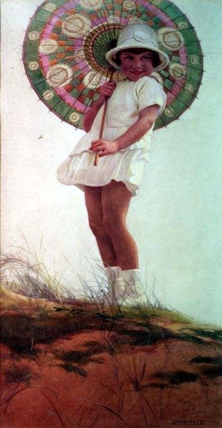Portret córki artysty z parasolką (akwarela) autorstwa Ernest Longmate