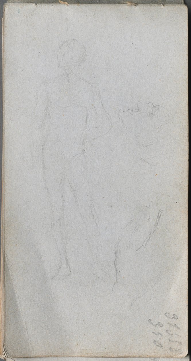Szkicownik, strona 100: Naga postać, profil. autorstwa Jean Louis Ernest Meissonier