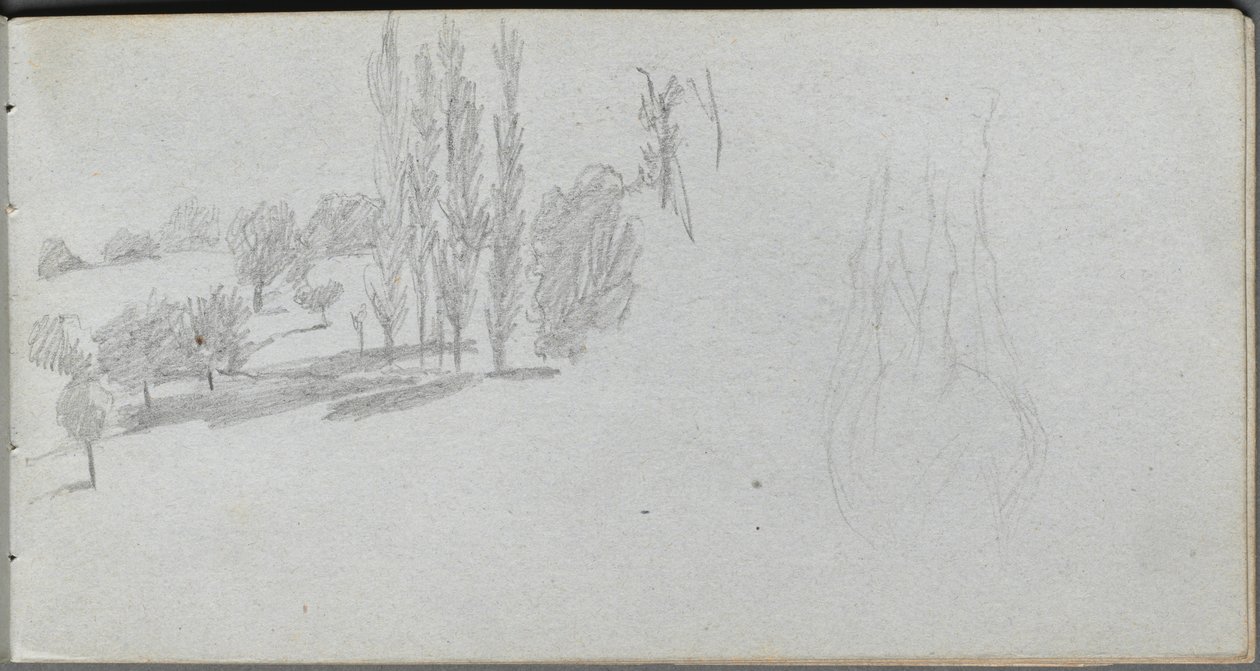 Szkicownik, strona 18: Studium konia i studium krajobrazu. autorstwa Jean Louis Ernest Meissonier