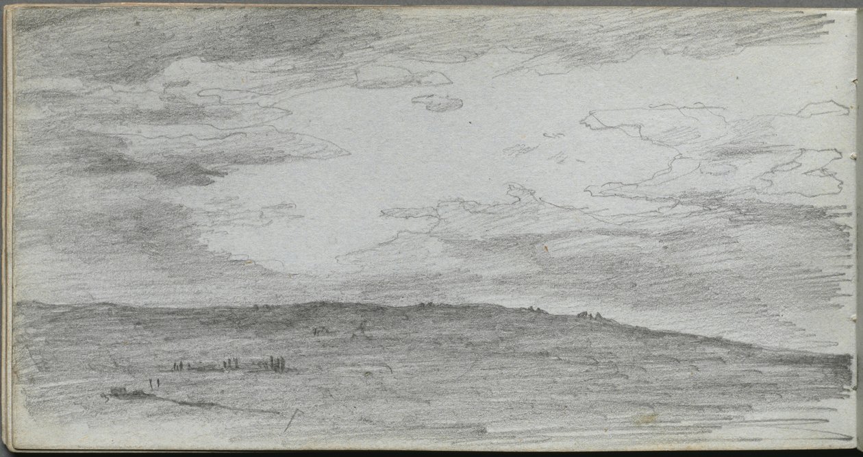 Szkicownik, strona 34: Studium krajobrazu. autorstwa Jean Louis Ernest Meissonier