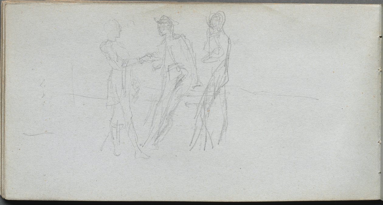 Szkicownik, strona 42: Trzy postacie. autorstwa Jean Louis Ernest Meissonier