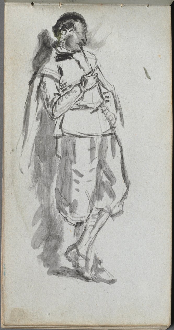 Szkicownik, strona 46: Stojąca postać męska. autorstwa Jean Louis Ernest Meissonier