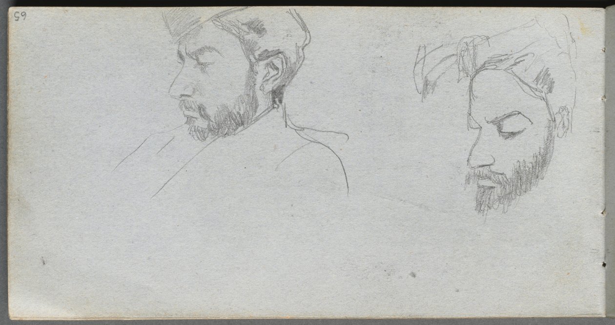 Szkicownik, strona 65: Badanie twarzy w profilu. autorstwa Jean Louis Ernest Meissonier