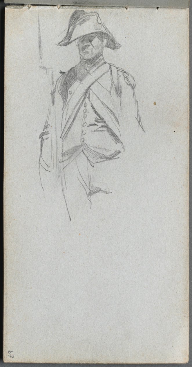 Szkicownik, strona 67: Studium żołnierza autorstwa Ernest Meissonier