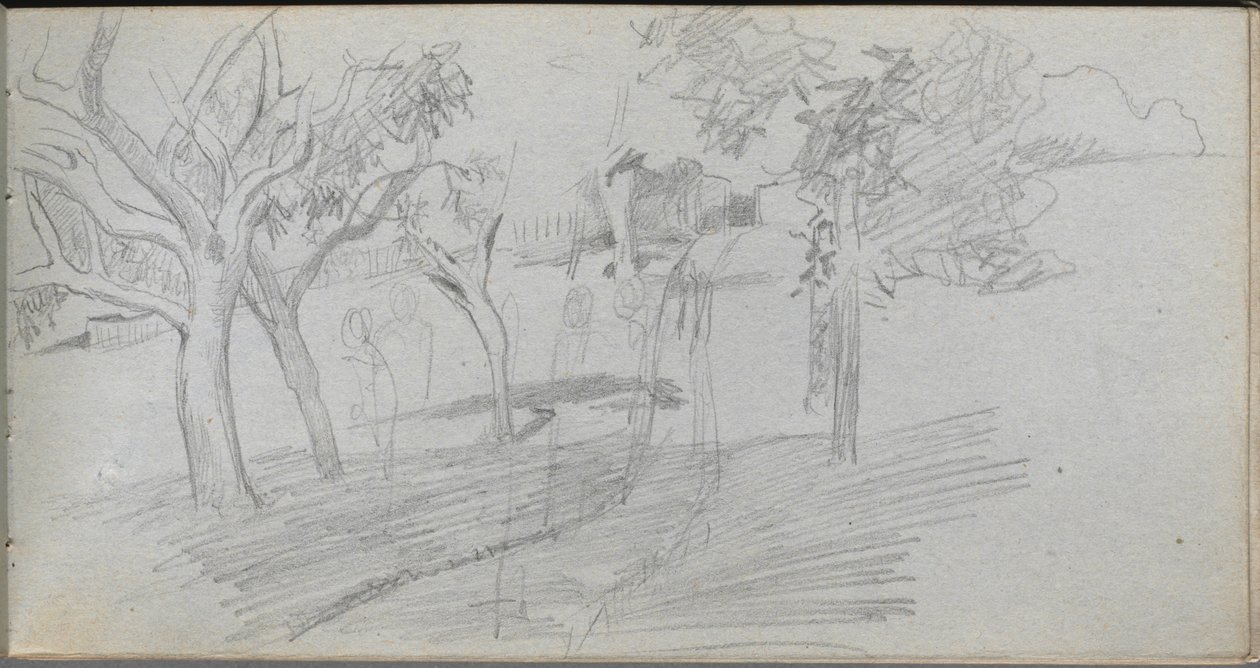 Szkicownik, strona 74: Studium krajobrazu. autorstwa Jean Louis Ernest Meissonier