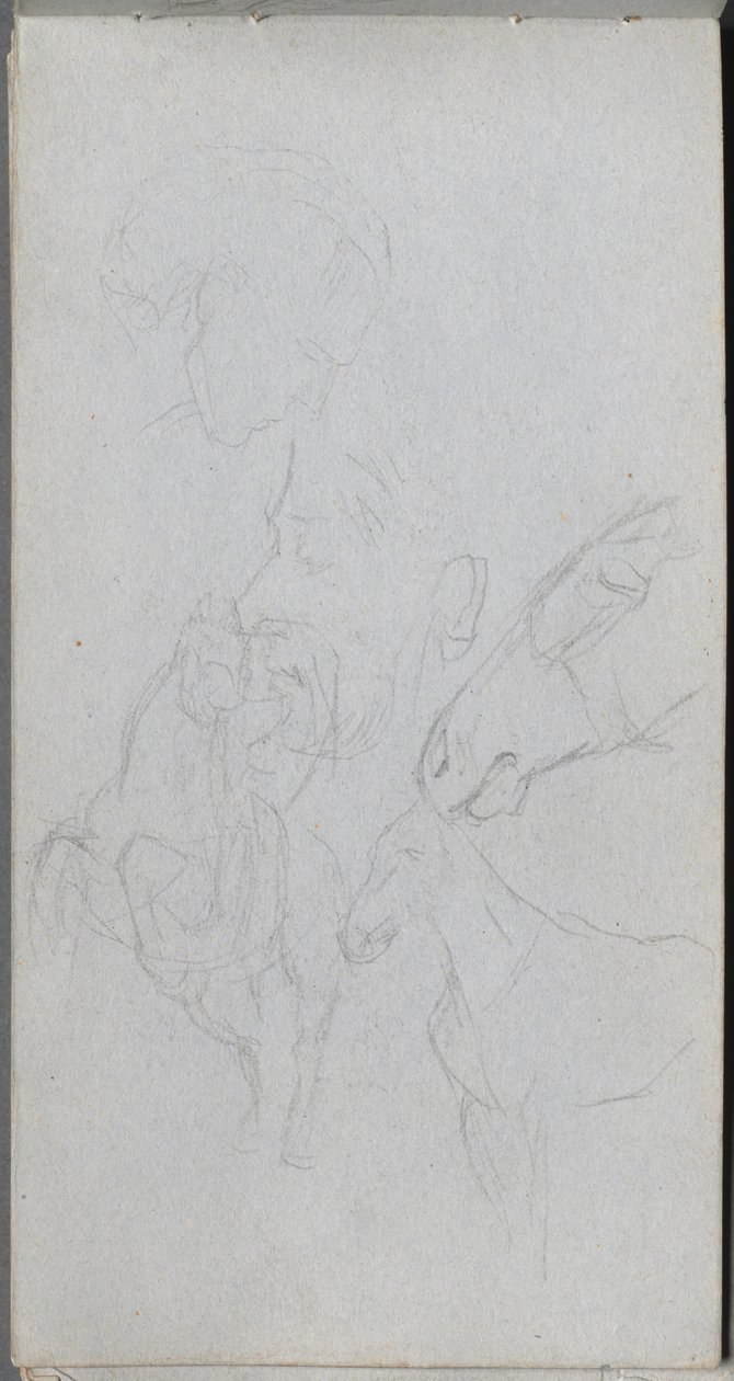 Szkicownik, strona 90: Studium koni, profile. autorstwa Jean Louis Ernest Meissonier
