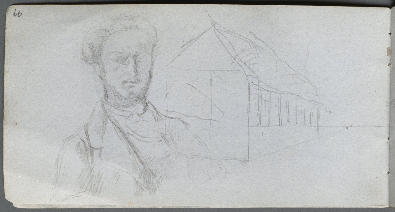 Szkicownik, strona 99: Studium postaci, budynek autorstwa Ernest Meissonier