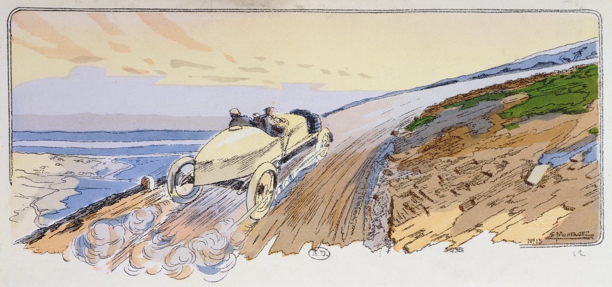 Henri Rougier w jego Lorraine-Dietrich startujący w rajdzie Mount Ventoux w 1904, c.1910 autorstwa Ernest Montaut