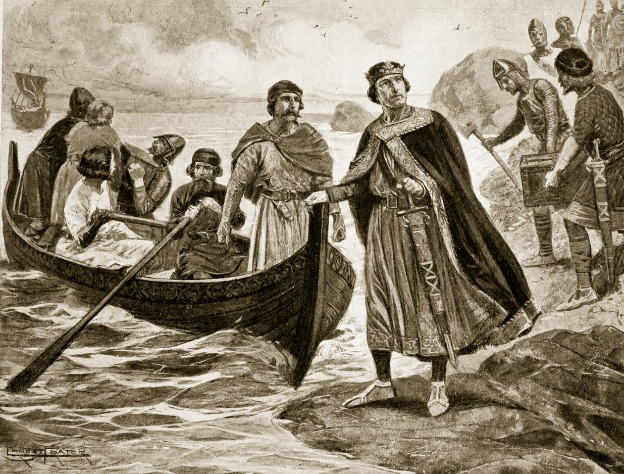 Ethelred Niegotowy wsiadający do Normandii, 1013, ilustracja z „Hutchinson
