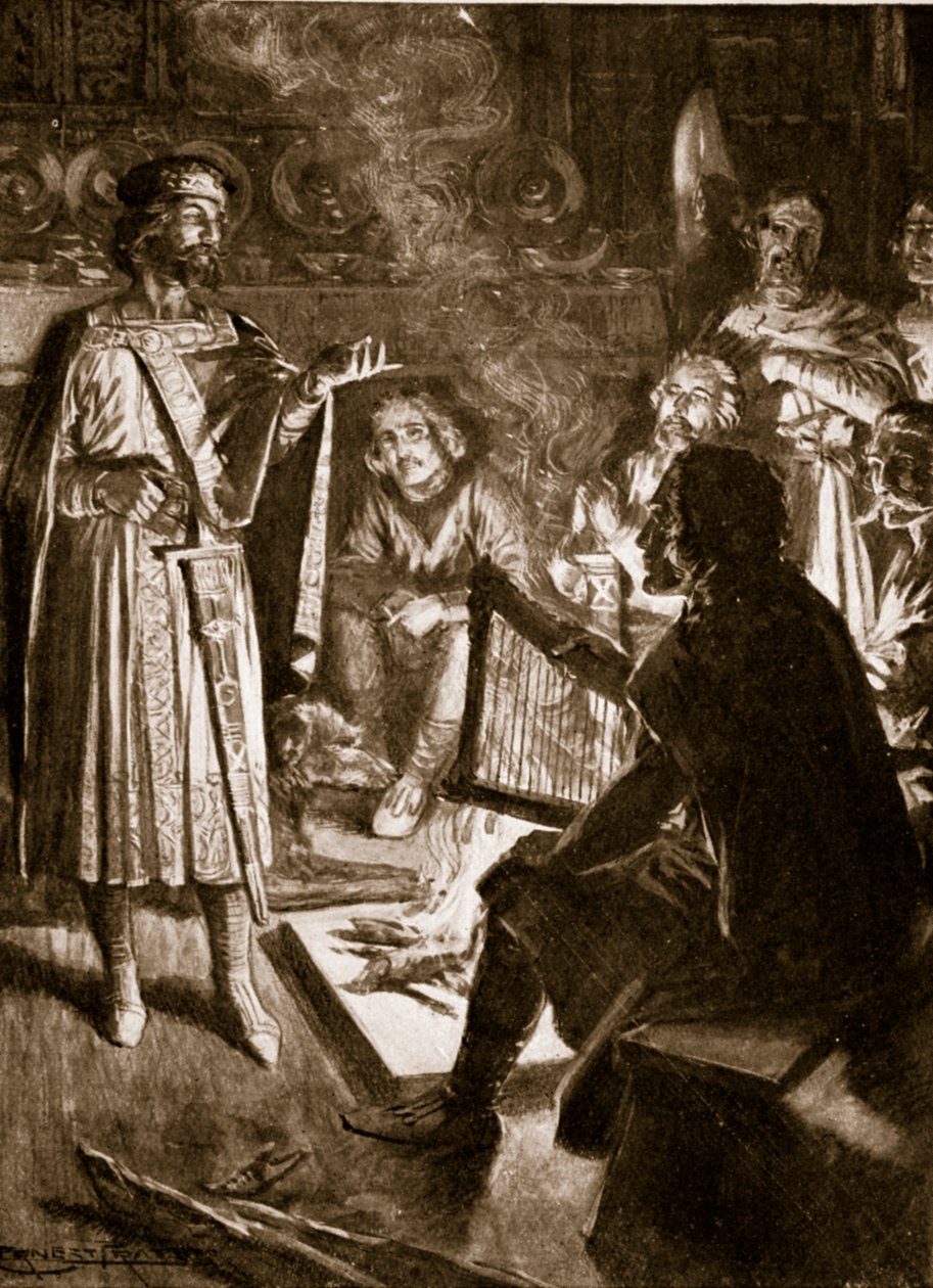 Król Kanut i poeta, ilustracja z „Hutchinson