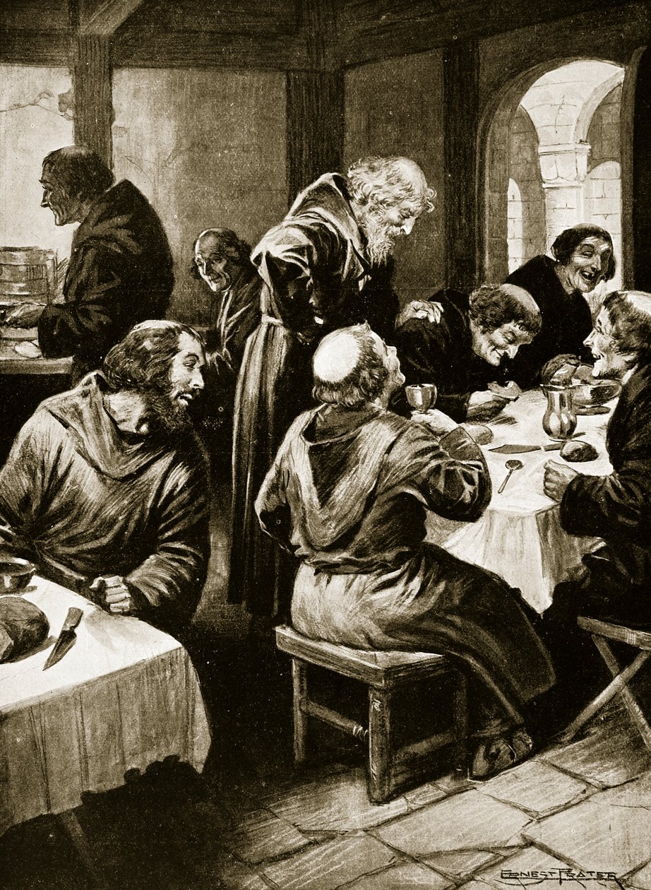 Wimund opowiadający o swoich przygodach mnichom z Byland, 1141, ilustracja z „Hutchinson