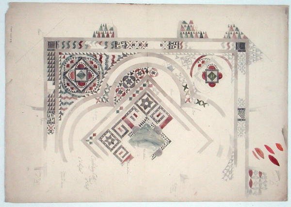 Studium części podłogi w katedrze w Canterbury autorstwa Ernest William Gimson