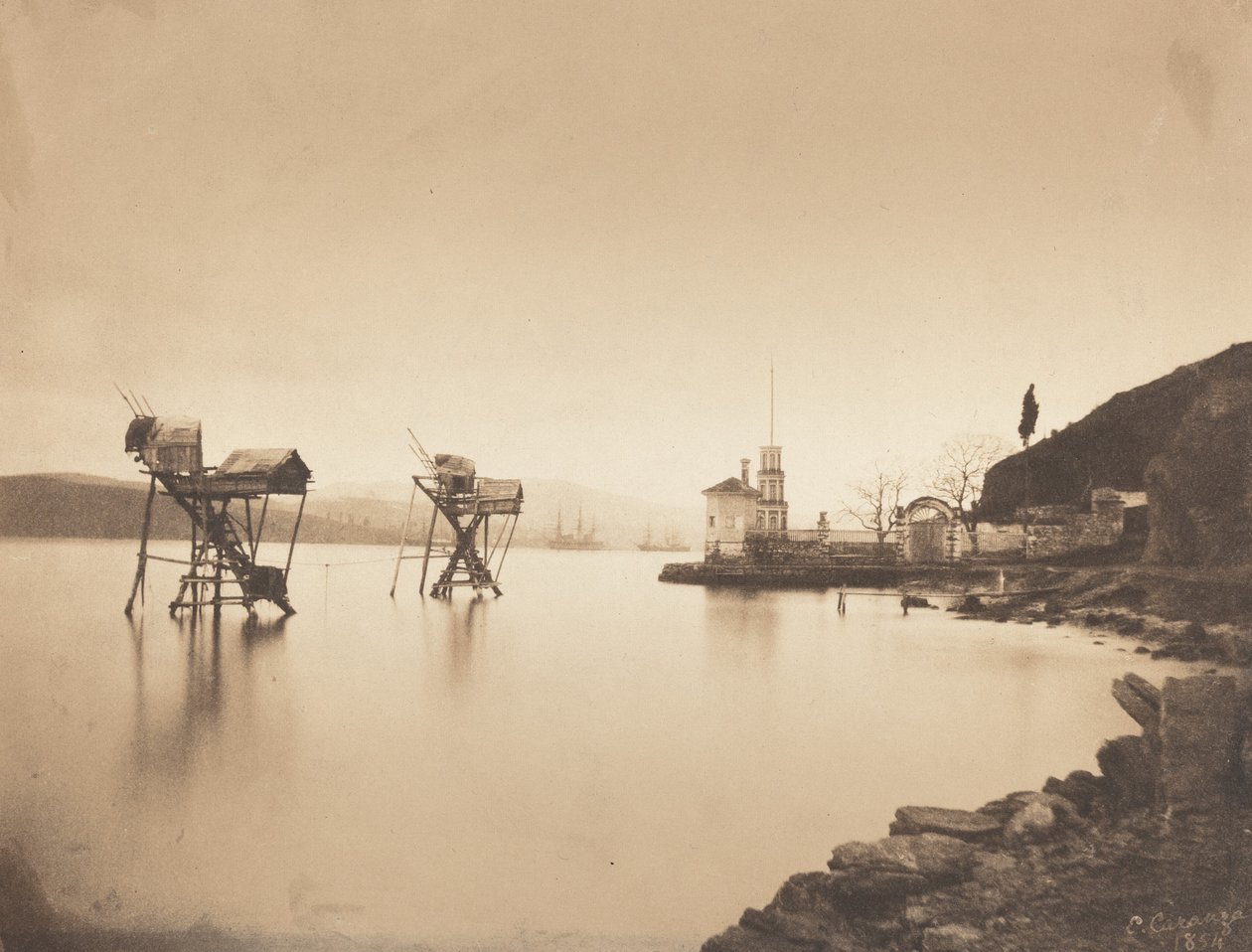 Pecheries w Kiretch-Bournou Bosphore, Europa Rybołówstwo w Kiretch-Bournou..., 1854. autorstwa Ernest de Caranza