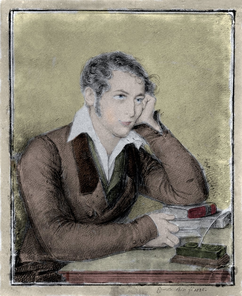 Risorgimento: portret patrioty, filozofa, myśliciela politycznego Carlo Cattaneo (1801-1869) rysunek Ernesty Bisi autorstwa Ernesta Legnani