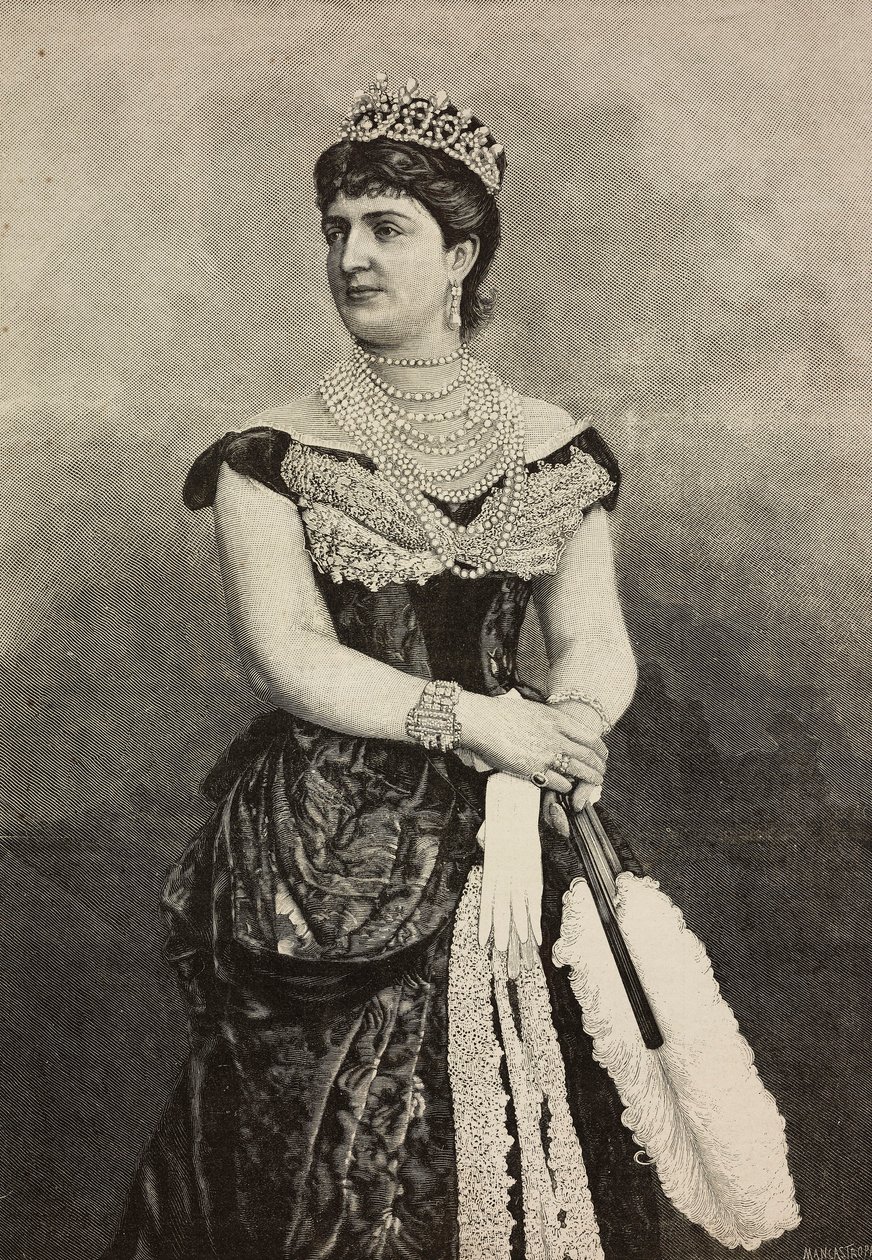 Margaret of Savoy (1851-1926), królowa Włoch od 1878 do 1900, fot. Cattani, Bertelli i de Hagen, rycina Ernesto Mancastroppa z L