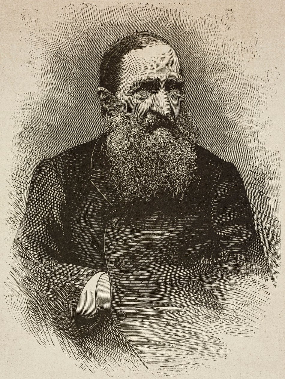 Poeta Józef Ignacy Kraszewski (1812-1887) w Genewie 19 marca, rycina Ernesto Mancastroppy ze zdjęcia Romarolo, z L