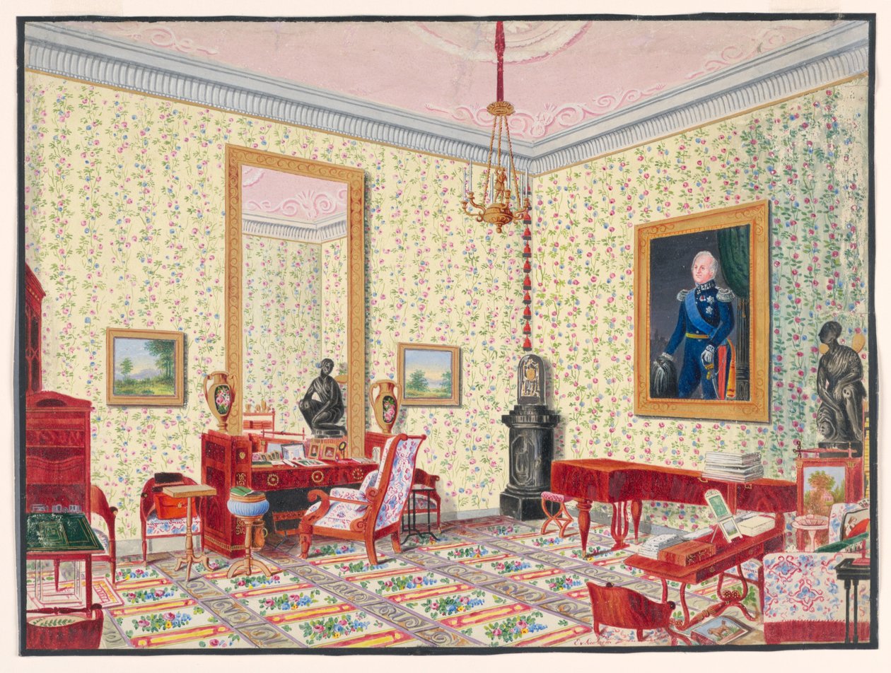 Gabinet Wielkiej Księżnej Cecily von Oldenburg autorstwa Ernst Christian Anton von Lautzow