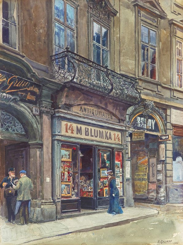 Die Weihburggasse in Wiennangielski: The Weihburggasse in Viennan autorstwa Ernst Graner