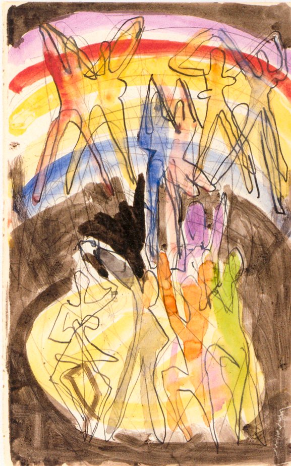 Projekt sali bankietowej w Essen - Kolorowo-taneczny backsiden autorstwa Ernst Ludwig Kirchner