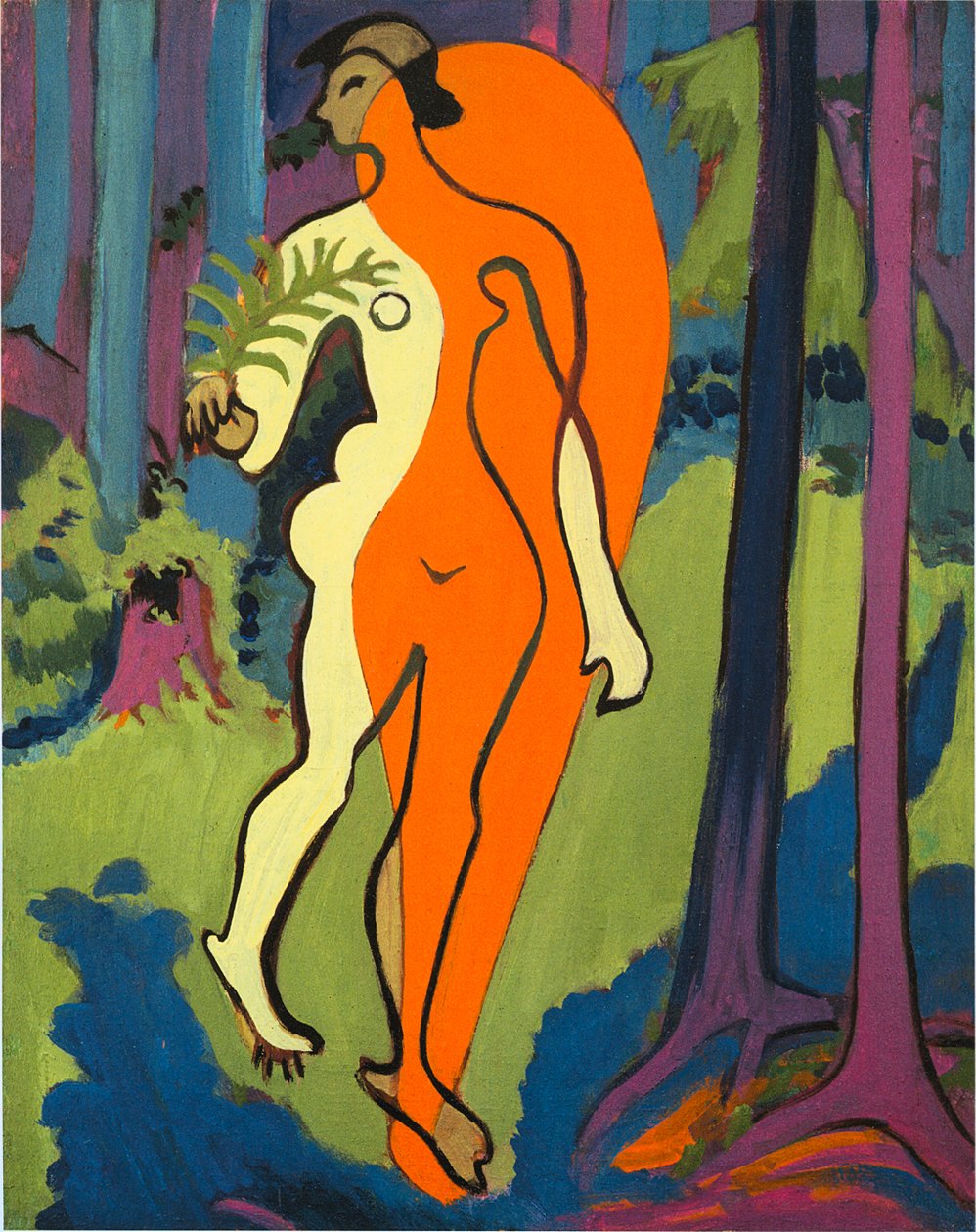 Akt w kolorze pomarańczowym i żółtym autorstwa Ernst Ludwig Kirchner