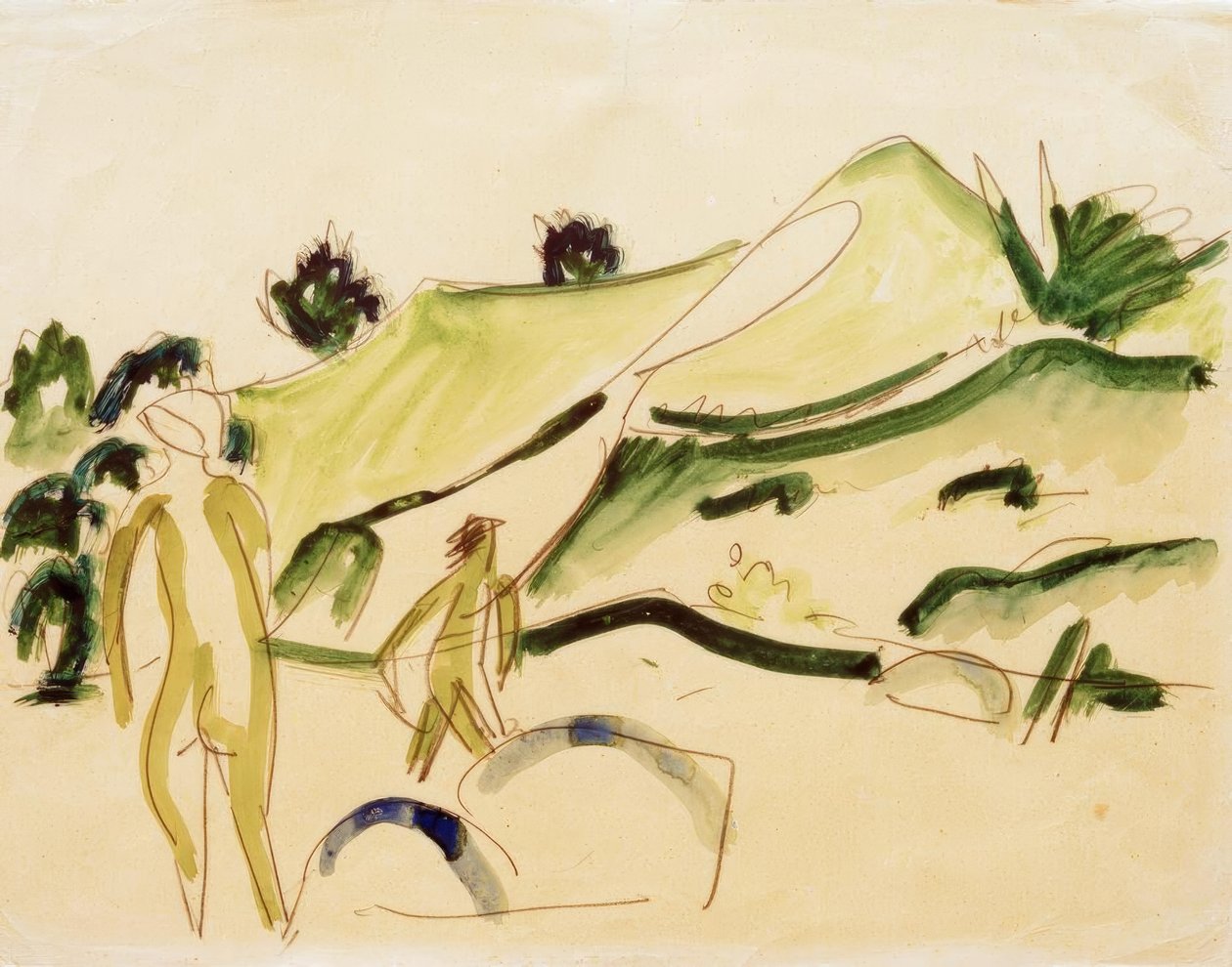 Kąpiel na plaży autorstwa Ernst Ludwig Kirchner