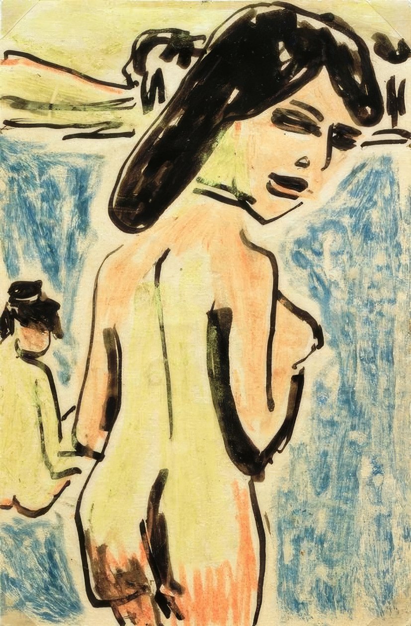 Kąpiących się nad stawem autorstwa Ernst Ludwig Kirchner