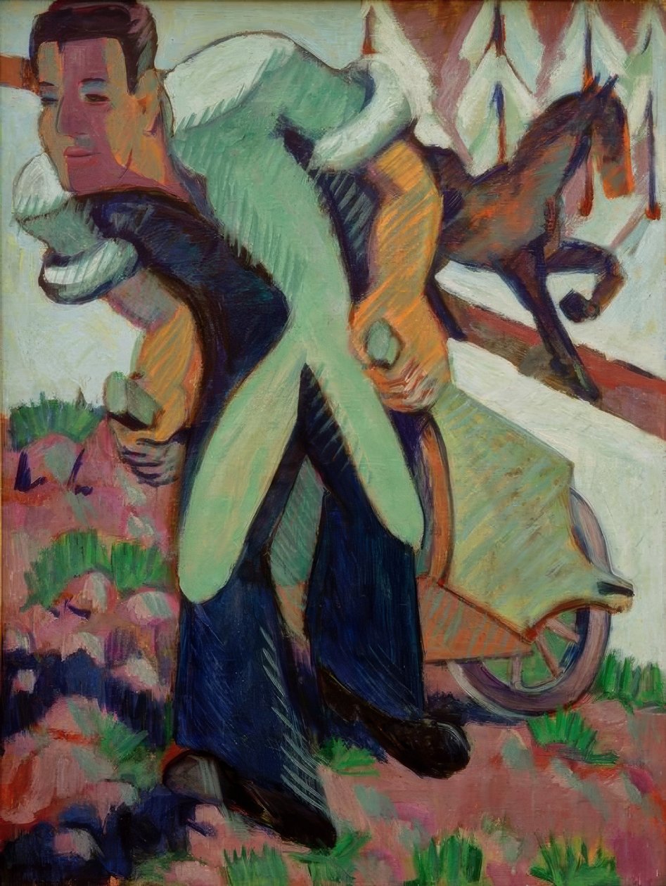 Rolnik ciągnący taczkę autorstwa Ernst Ludwig Kirchner