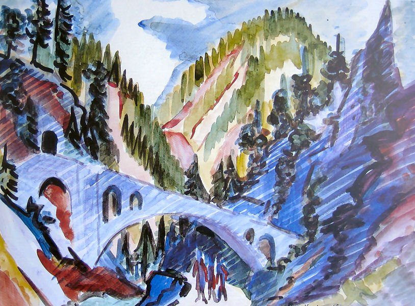 Most w Landwassertal autorstwa Ernst Ludwig Kirchner