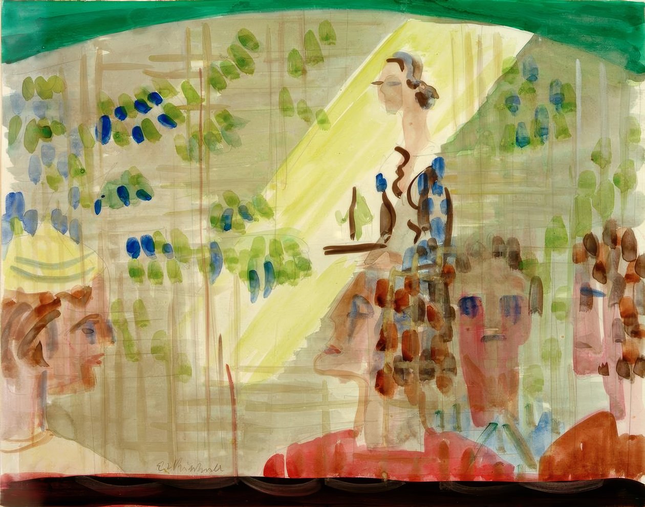 Scena kawiarni z kelnerką, widziana przez okno sklepu autorstwa Ernst Ludwig Kirchner